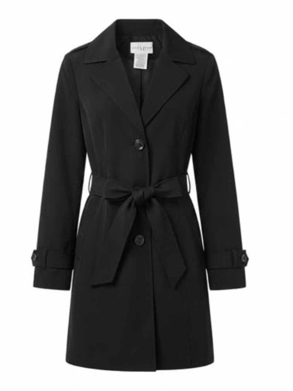 White Stag Black Belted Trench Coat Jacket Size M (8/10)